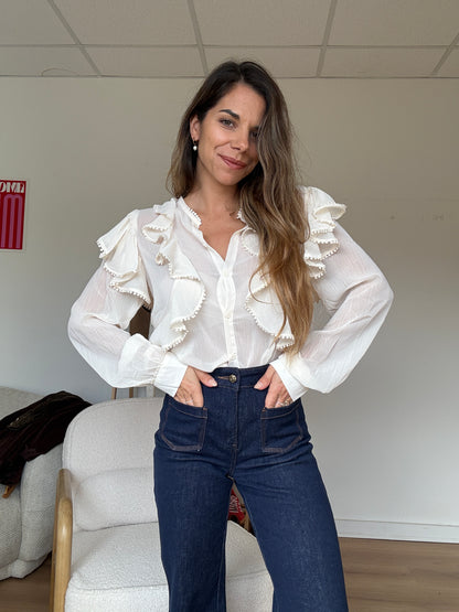 Blouse à volants Mia écrue