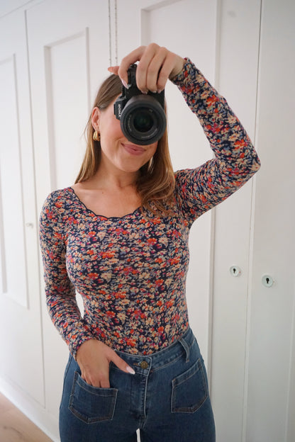 Body Martha fleuri bleu marine