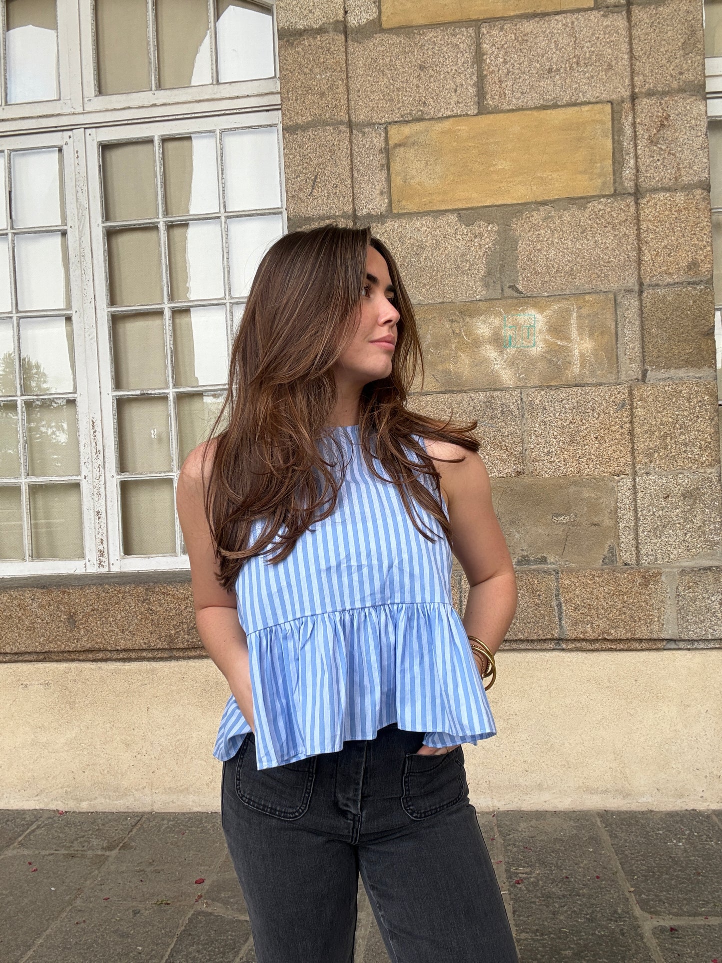 Top rayé Raquel bleu