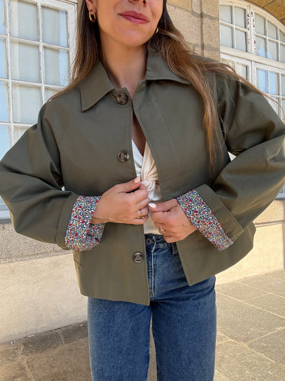 Veste trench Edith en coton Liberty kaki