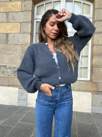 Maille en laine Bianca gris foncé