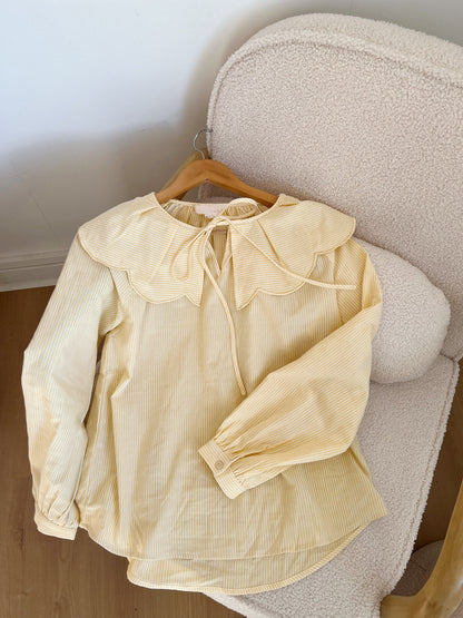 Blouse à col large Solveig yellow stripes