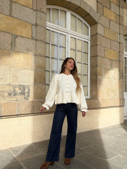 Cardigan péplum Oriane écru