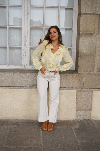 Blouse à volants June jaune