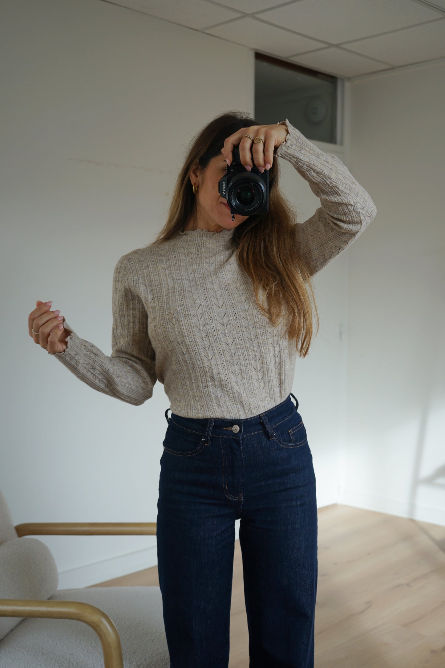 Pull fin Clara taupe