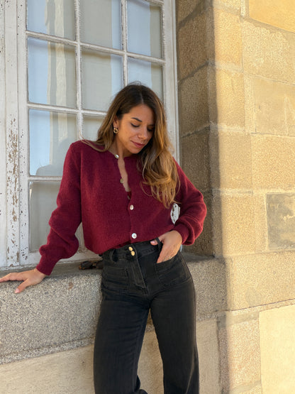 Maille en laine Léonie bordeaux