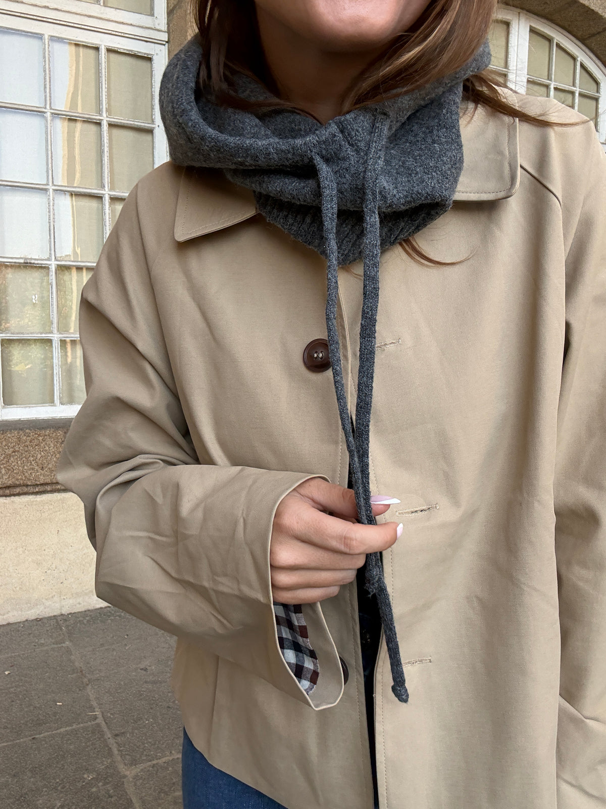 Cagoule en laine et cachemire grise