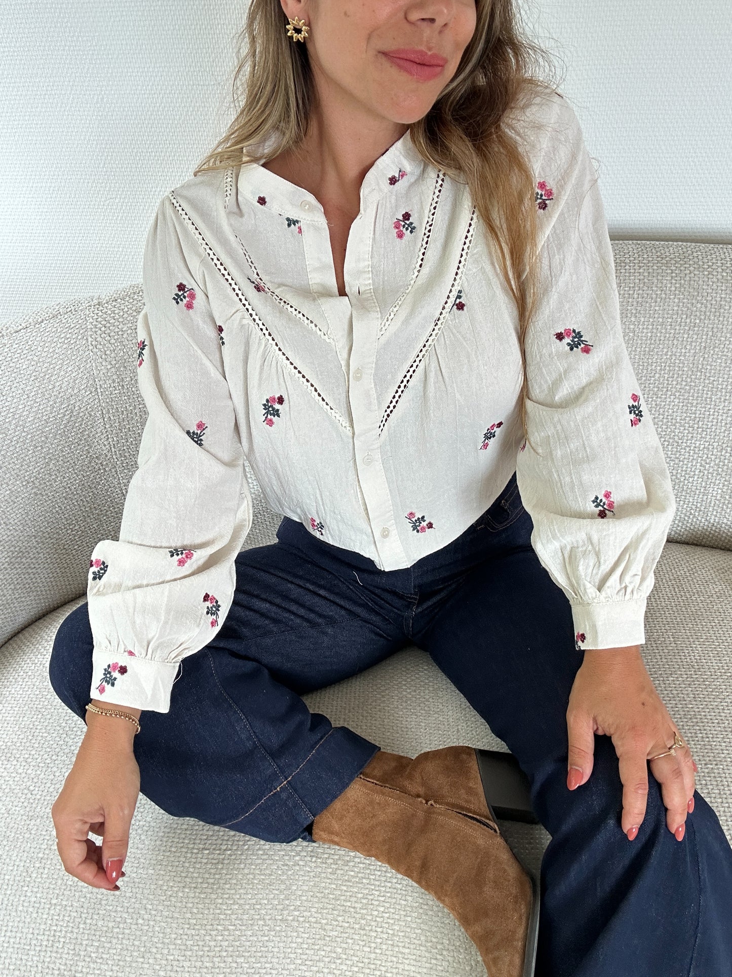 Blouse brodée fleurie Paula
