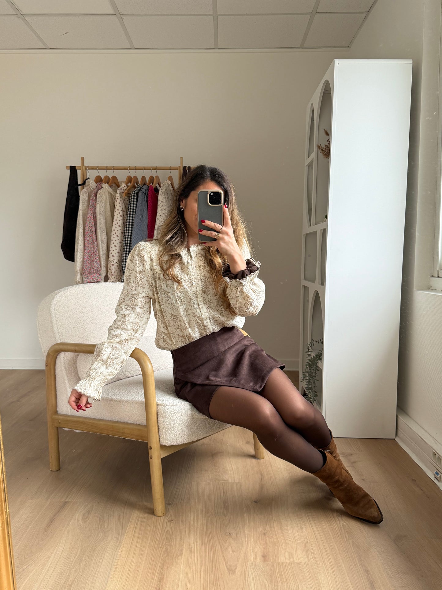 Jupe short en suédine Selena chocolat
