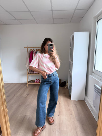 Tee-shirt rayé rose Jules
