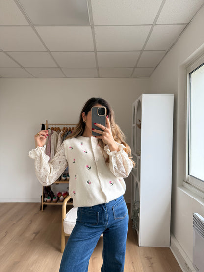 Pull sans manches fleuri Lina