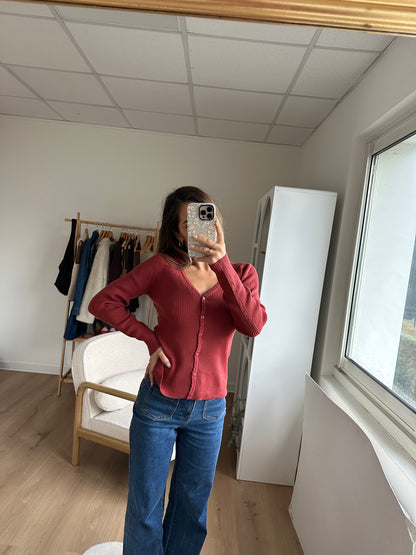 Cardigan fin Louise terracotta