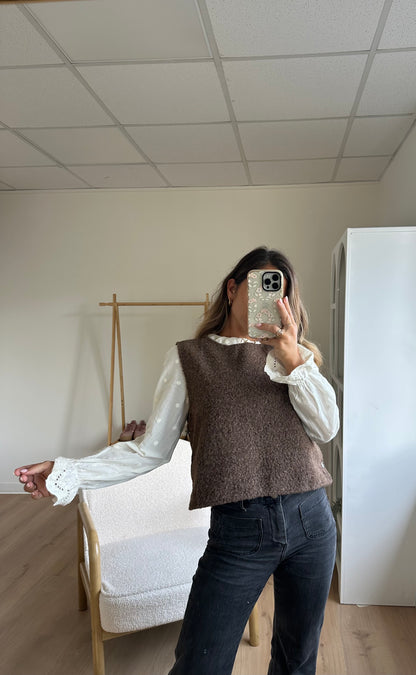 Pull sans manches Louisa marron