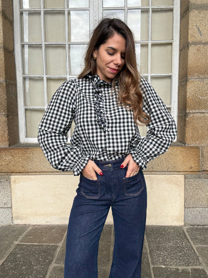 Blouse vichy noire Léonor