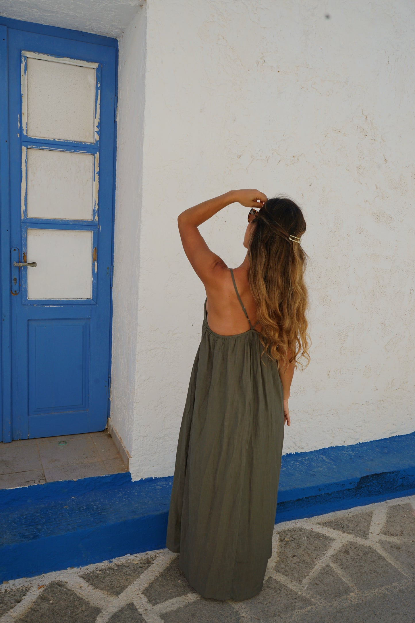 Robe longue Stella kaki