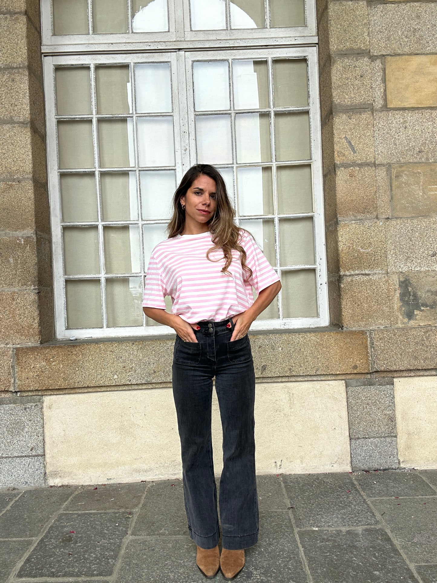 Tee-shirt rayé rose Jules