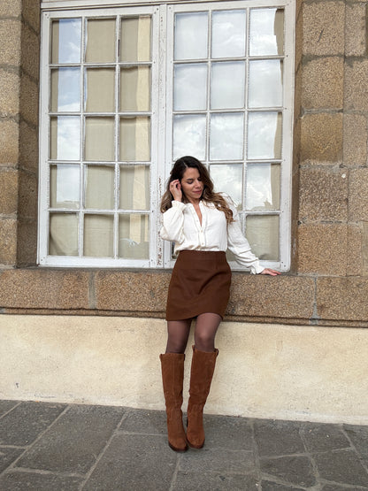 Jupe effet laine Lou chocolat
