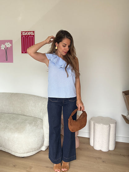 Top Ellie vichy bleu ciel