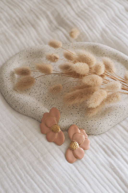 Boucles d'oreilles Iris roses