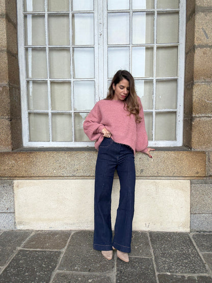 Pull en maille Jade vieux rose
