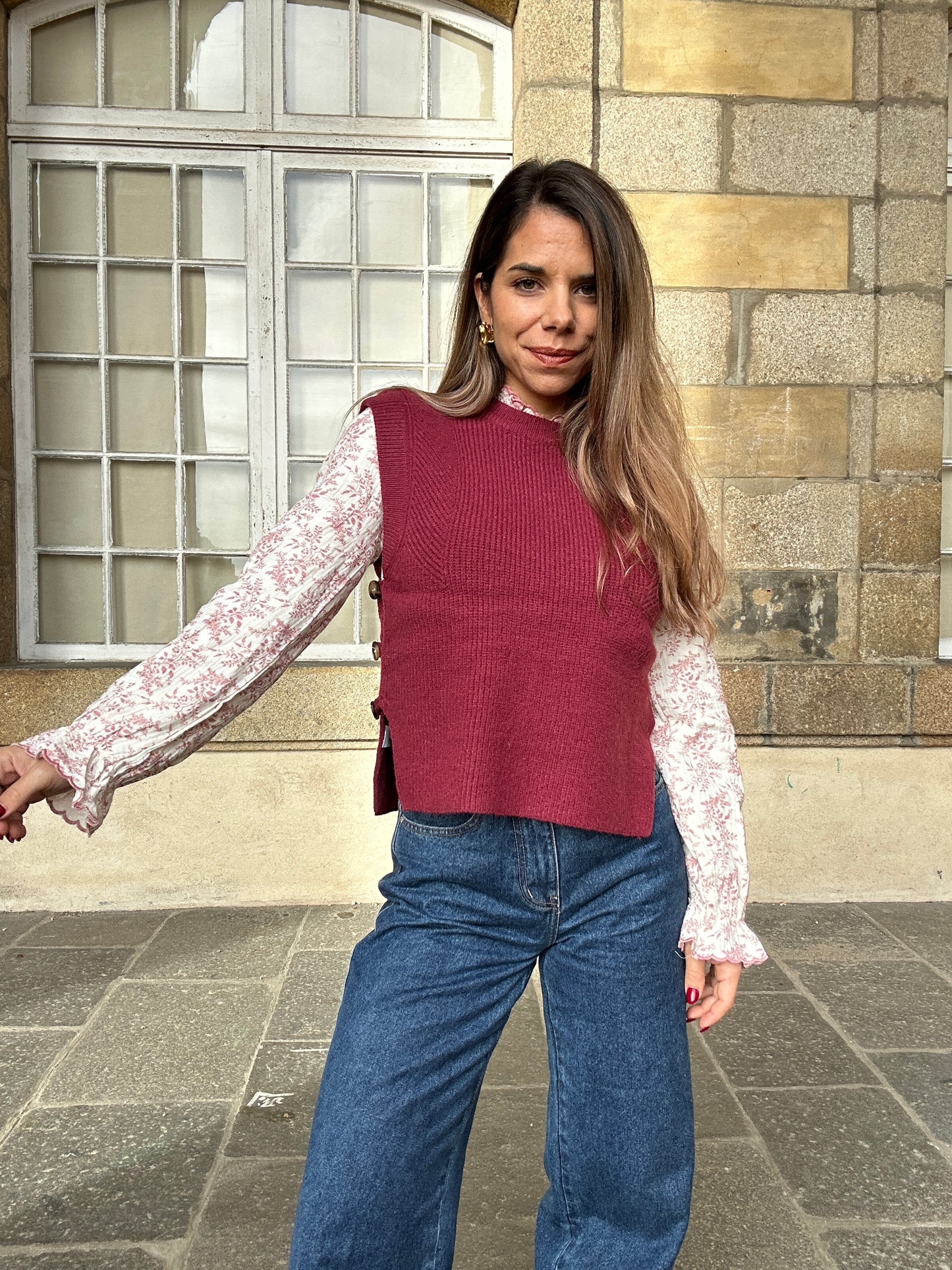 Pull sans manches Isaure Bordeaux