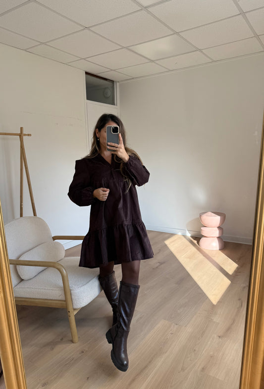 Robe en velours Hortense chocolat