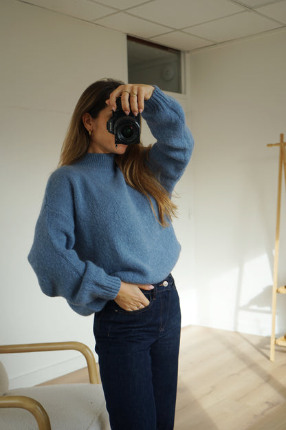 Pull en maille à col rond Hortense bleu