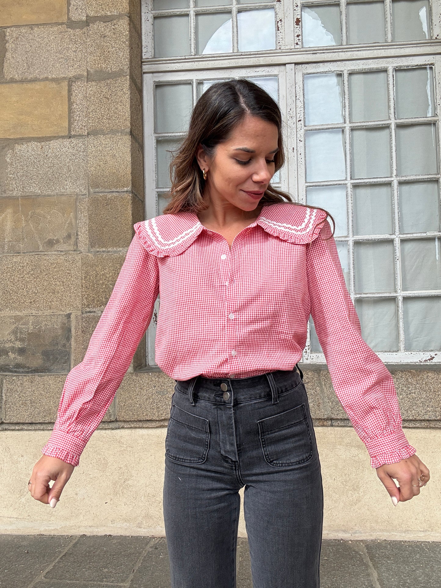 Blouse vichy col Claudine Anaëlle