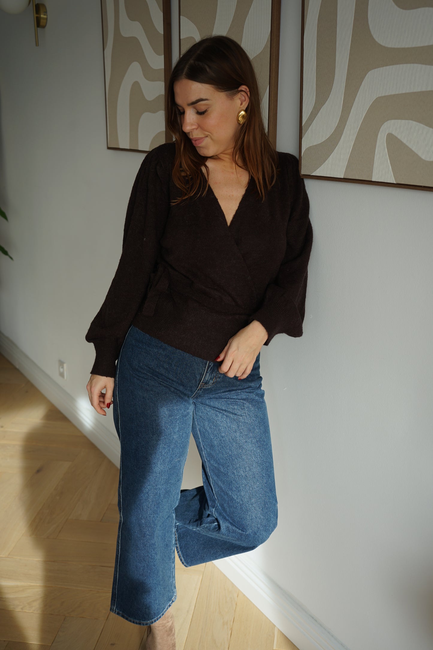 Cardigan à noeud en laine et mohair Pia chocolat