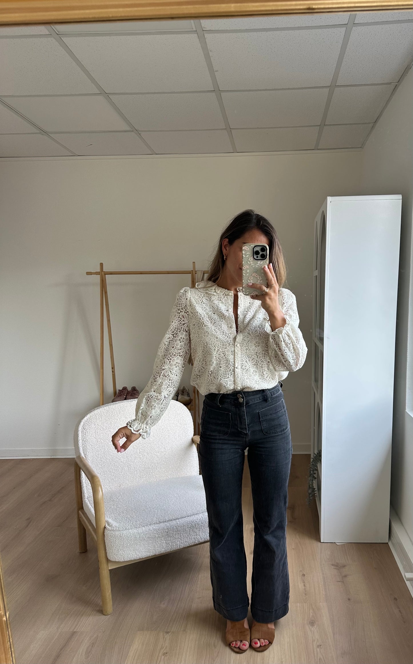 Blouse en dentelle écrue Rosa