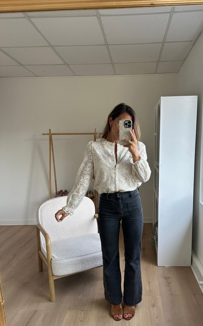 Blouse en dentelle écrue Rosa