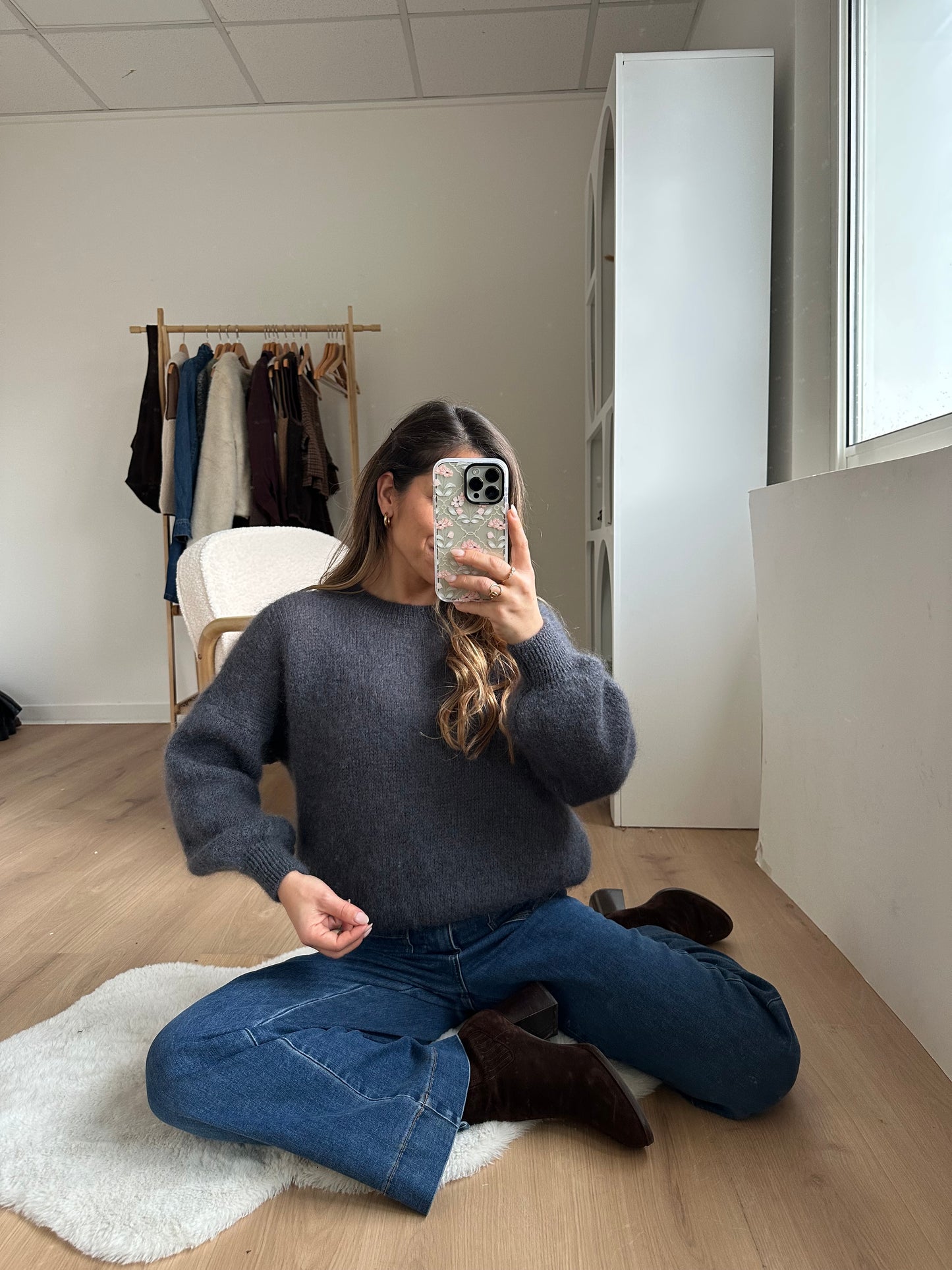 Maille en mohair et laine Gaia gris foncé