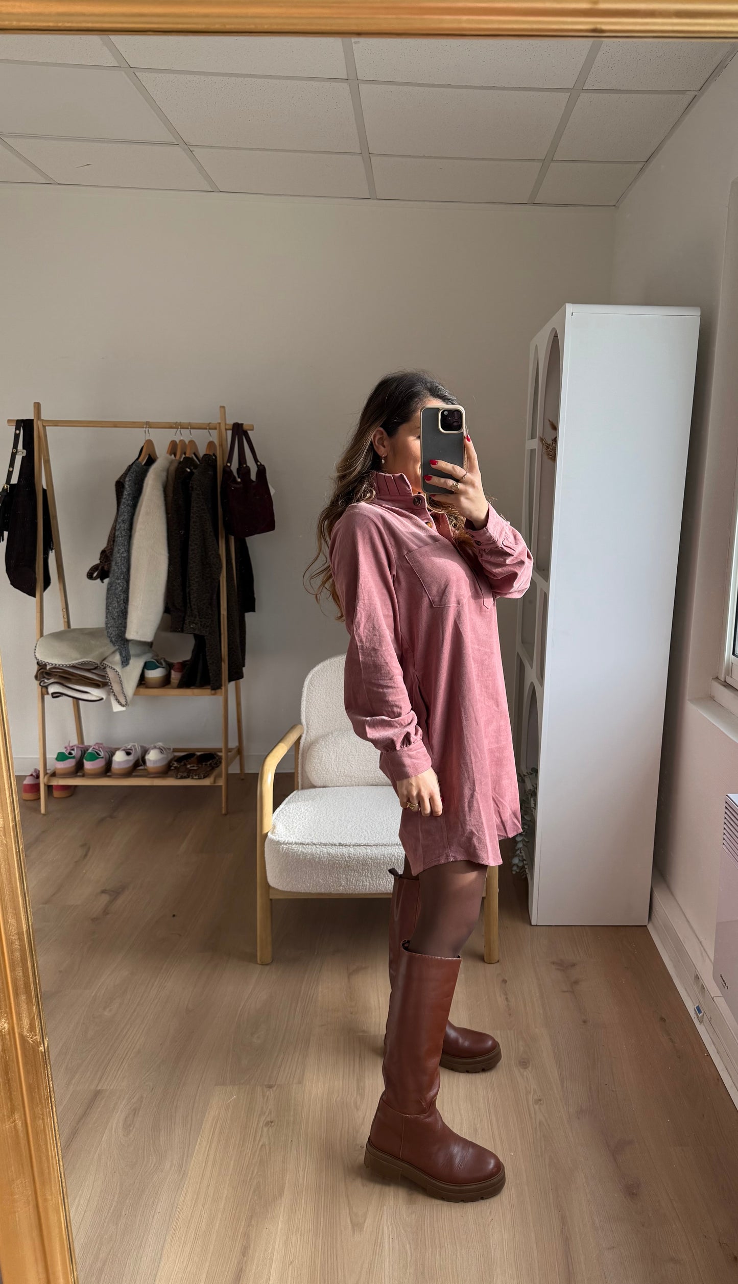 Robe en velours rose Alba