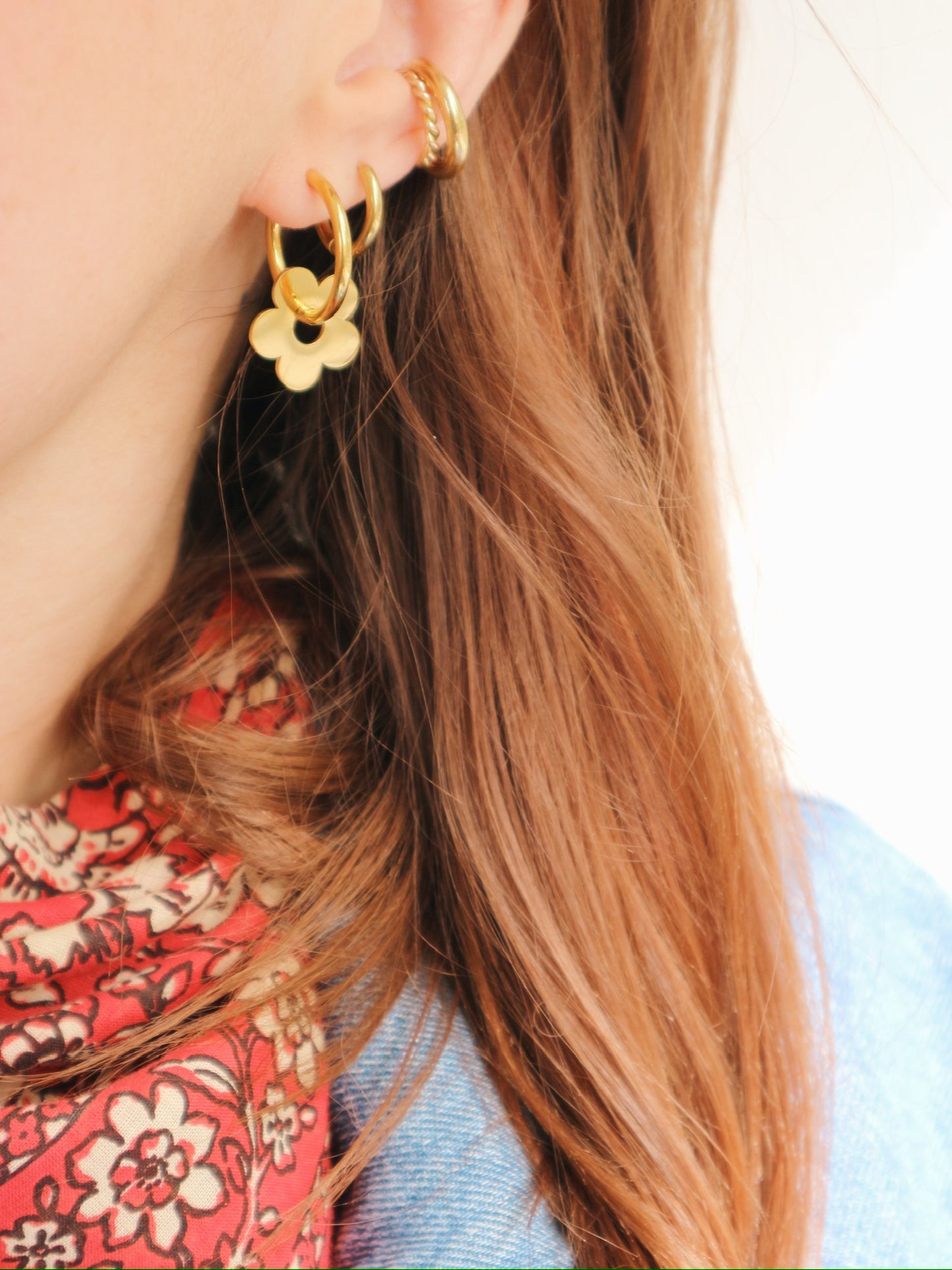 Boucles d'oreille Fleur Or