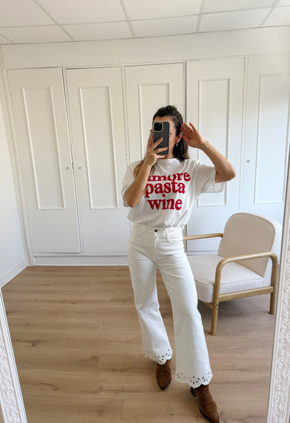 Tee shirt Amor, Pasta, wine