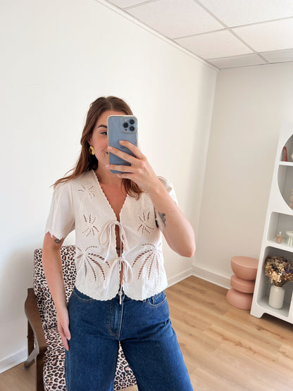 Blouse beige à noeuds Moana