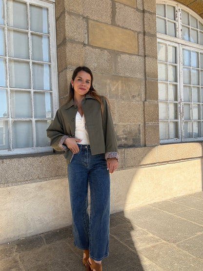 Veste trench Edith en coton Liberty kaki