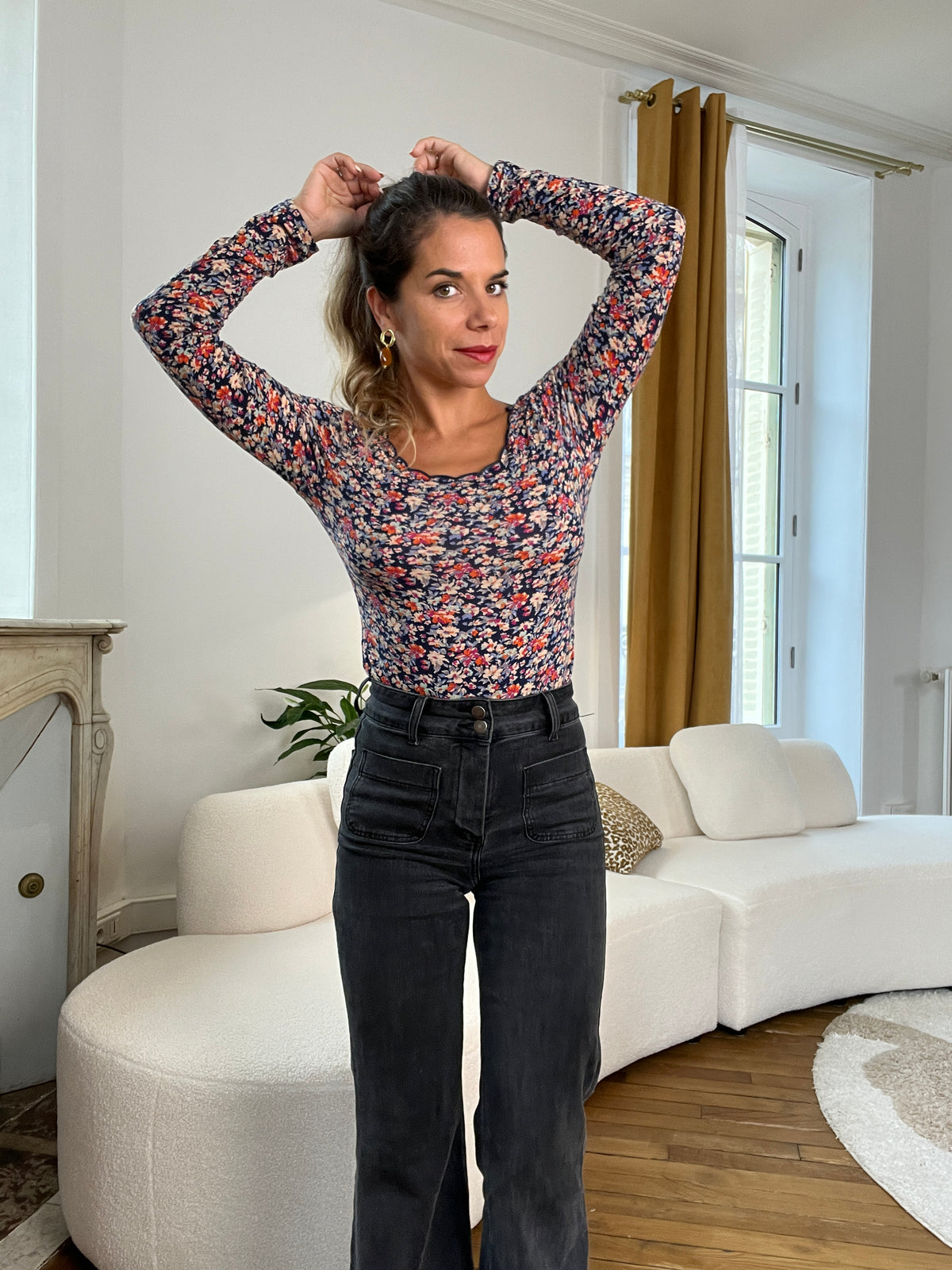 Body Martha fleuri bleu marine