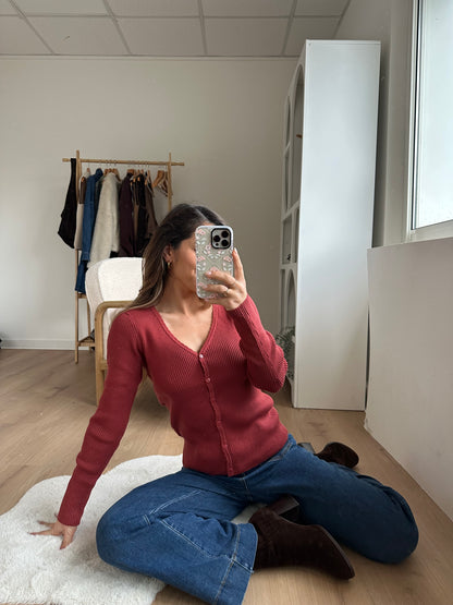 Cardigan fin Louise terracotta