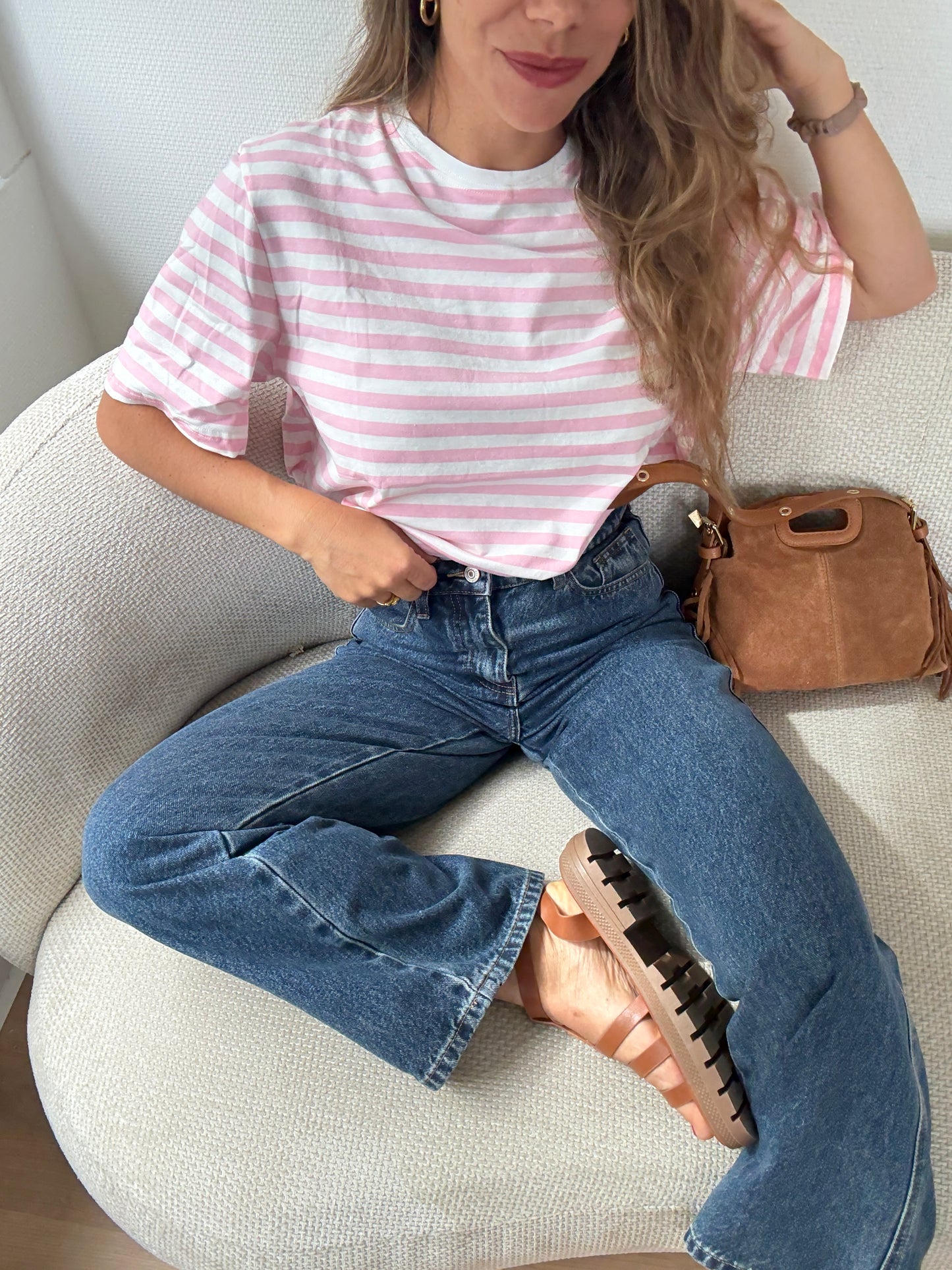 Tee-shirt rayé rose Jules