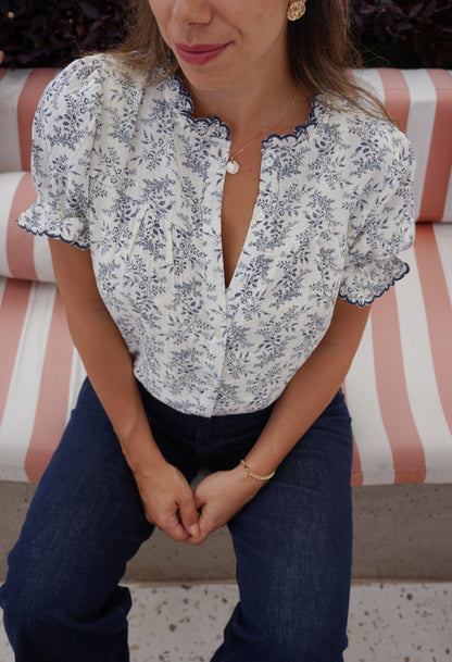 Blouse à manches courtes Mila bleue