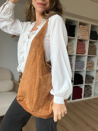 Sac à main en daim Marine Camel