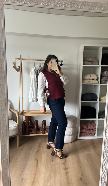 Pull sans manches à noeuds bordeaux Valentine