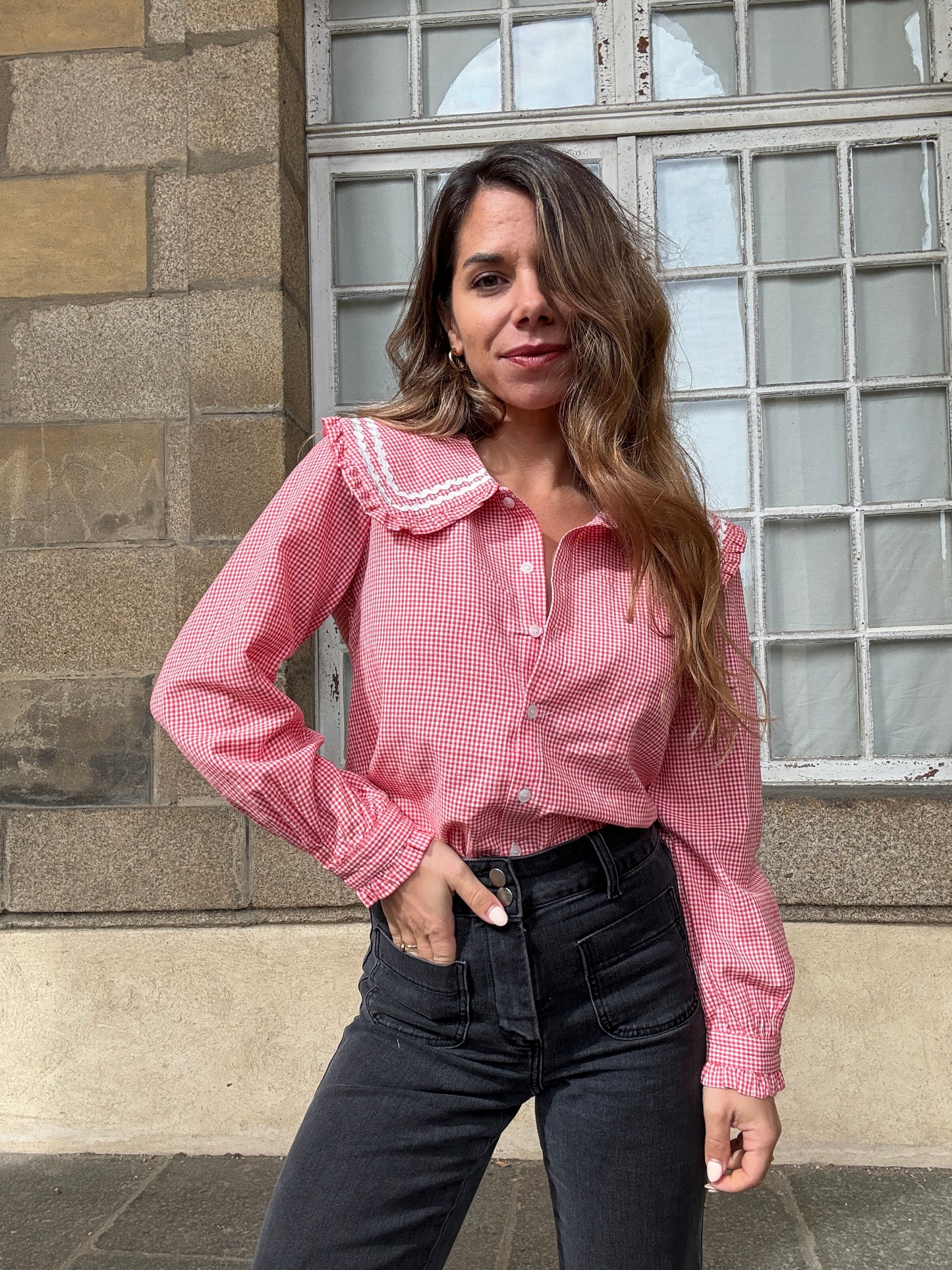 Blouse vichy col Claudine Anaëlle
