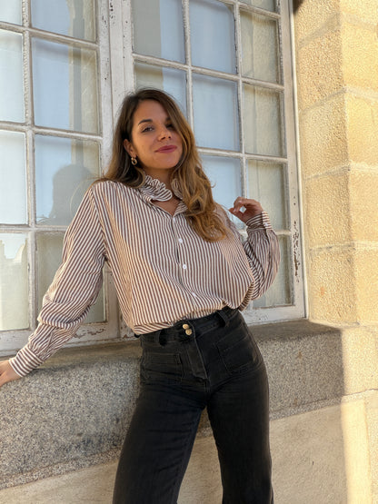 Chemise rayée chocolat Elise