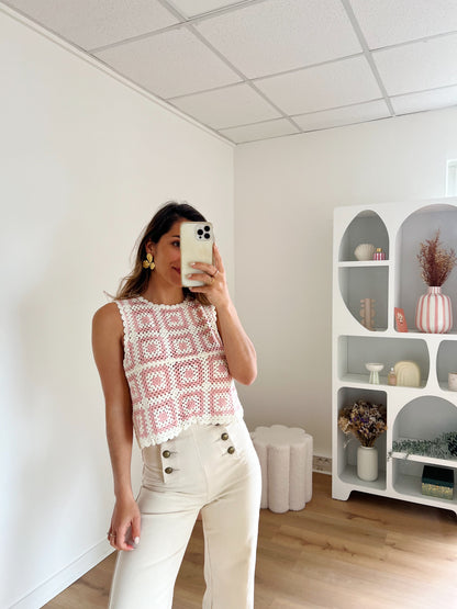 Top en crochet Lucia rose