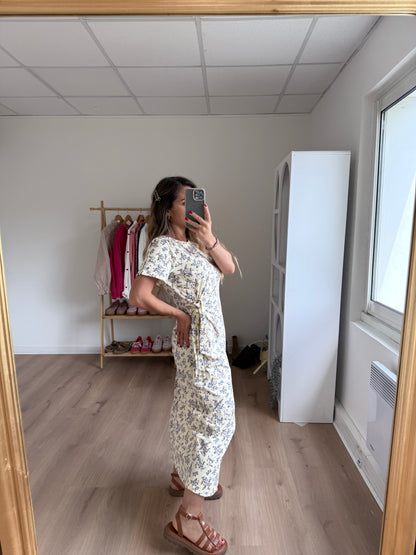 Robe longue à noeud Lucia bleue