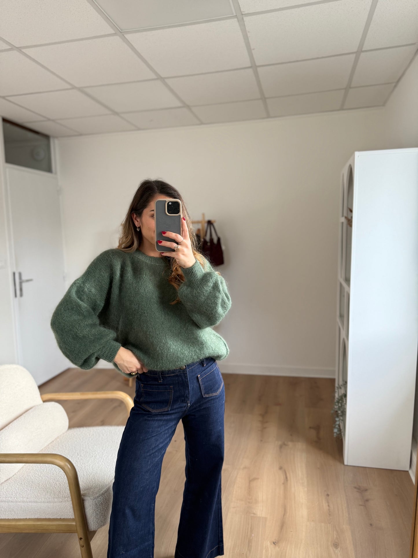 Maille en mohair et laine Gaia kaki