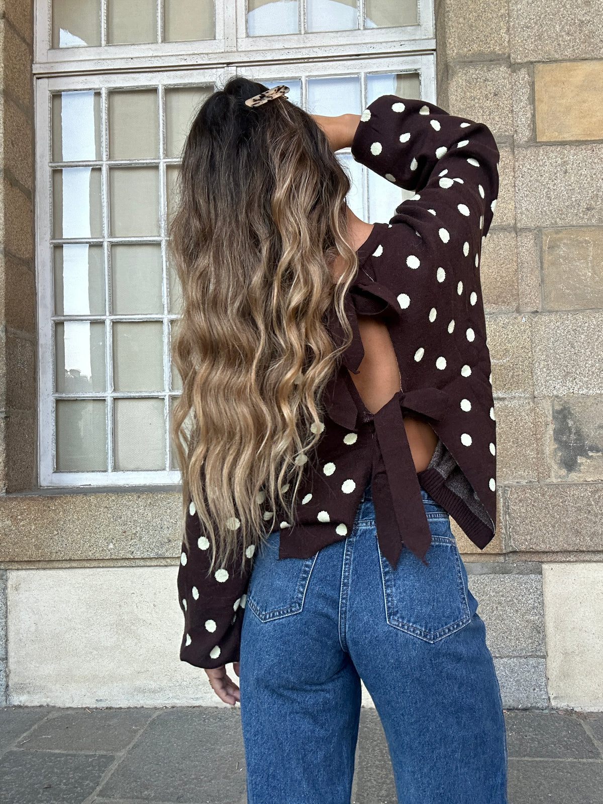 Pull à pois chocolat Zélie
