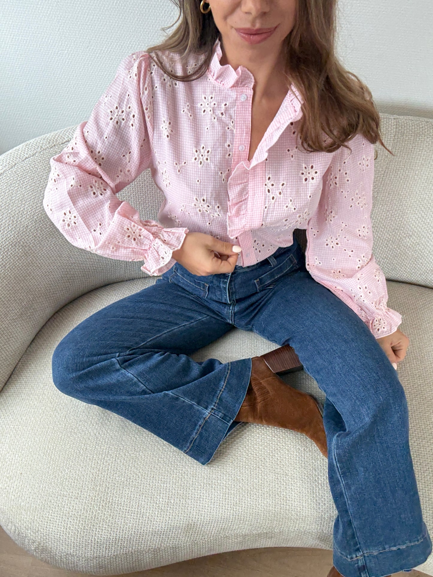 Blouse brodée baby pink Apolline